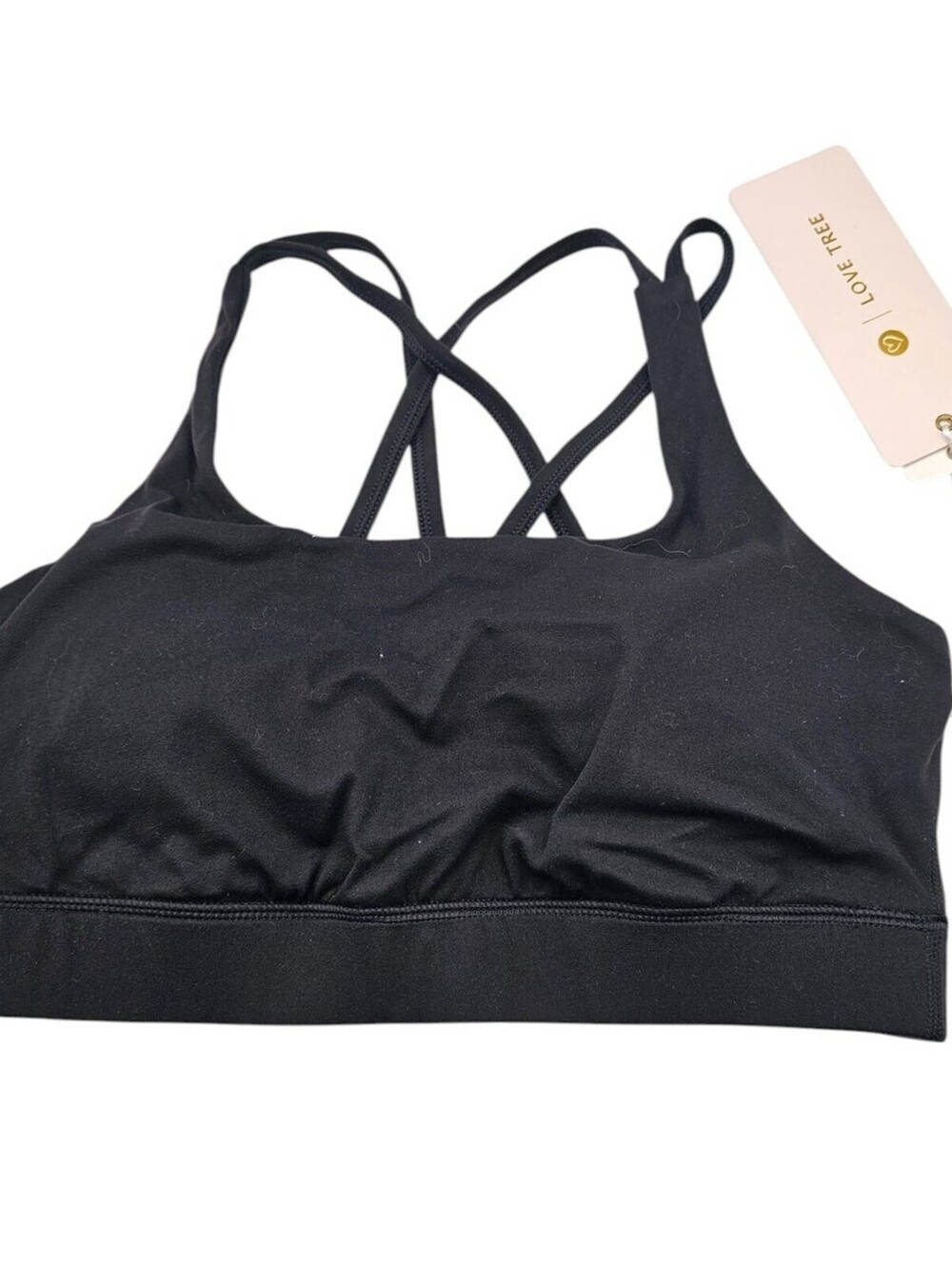 Love Tree Womens Sz S Strappy Back Sports Bra Black NEW